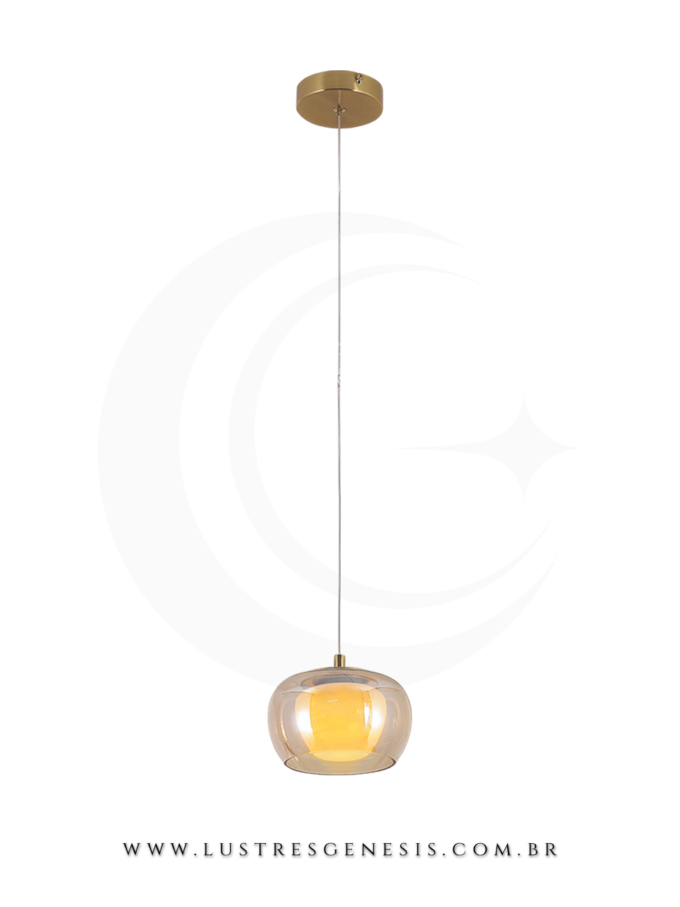 ustre Pendente Contemporaneo Bronze Ambar QD05210 G4 5W 3000K Bivolt 15x10cm, Bancada Churrasqueira, Banheiro, Lavabo, Cabeceira